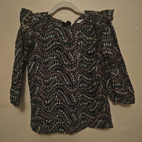 LOFT  Garden Dobby Tie Back Ruffle Blouse - Picture 4 of 9